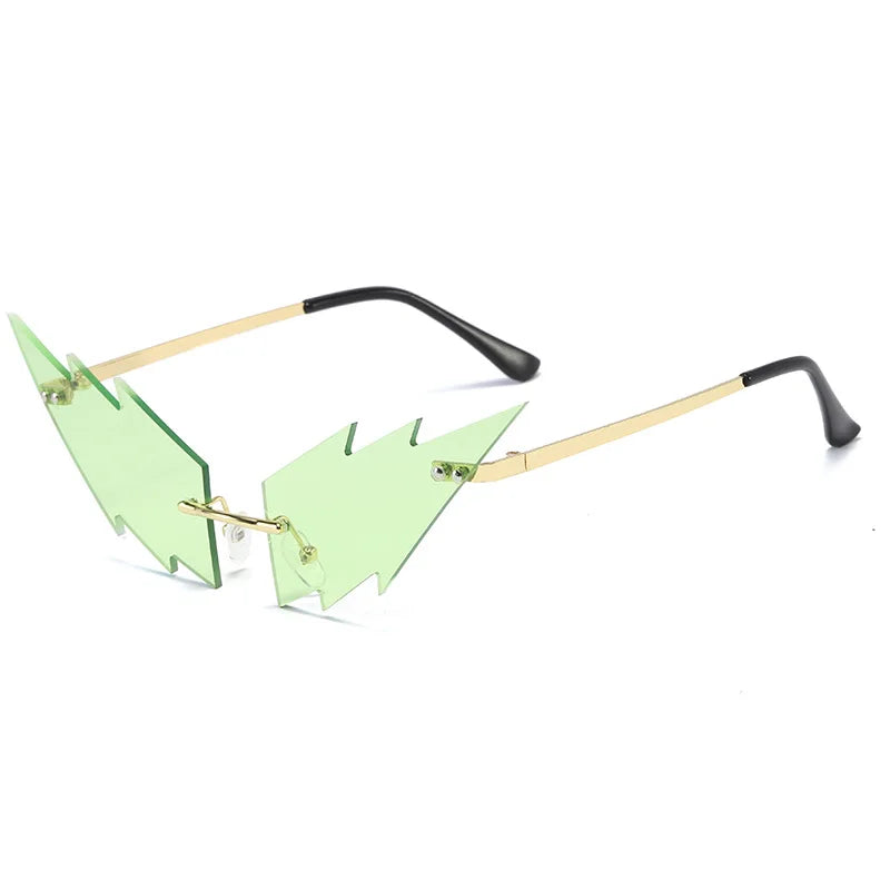 Rimless Flame-Wave Steampunk Sunglasses