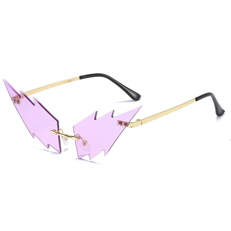 Rimless Flame-Wave Steampunk Sunglasses