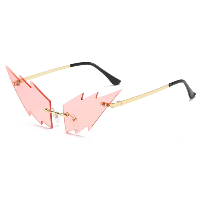 Rimless Flame-Wave Steampunk Sunglasses