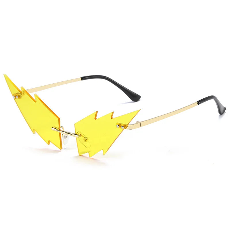 Rimless Flame-Wave Steampunk Sunglasses