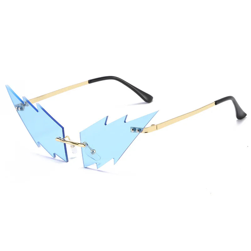 Rimless Flame-Wave Steampunk Sunglasses