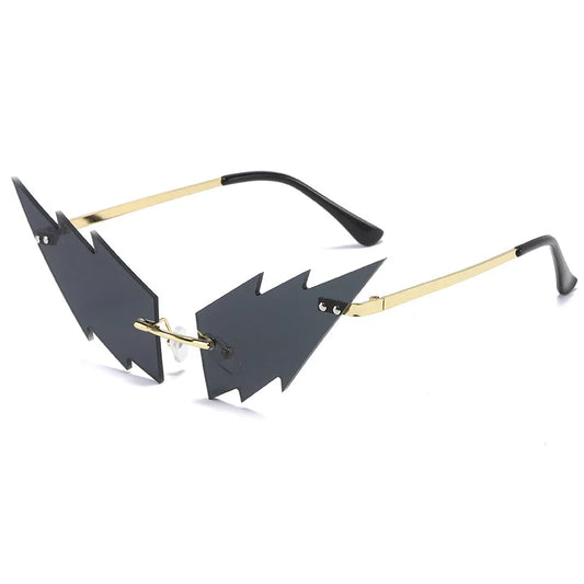 Rimless Flame-Wave Steampunk Sunglasses