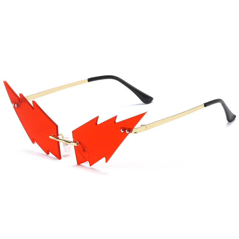 Rimless Flame-Wave Steampunk Sunglasses