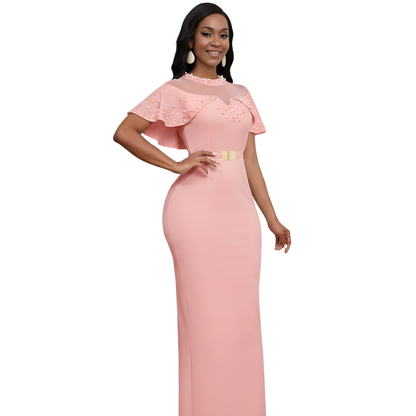 Elegant Beaded Tulle Sleeve Dress