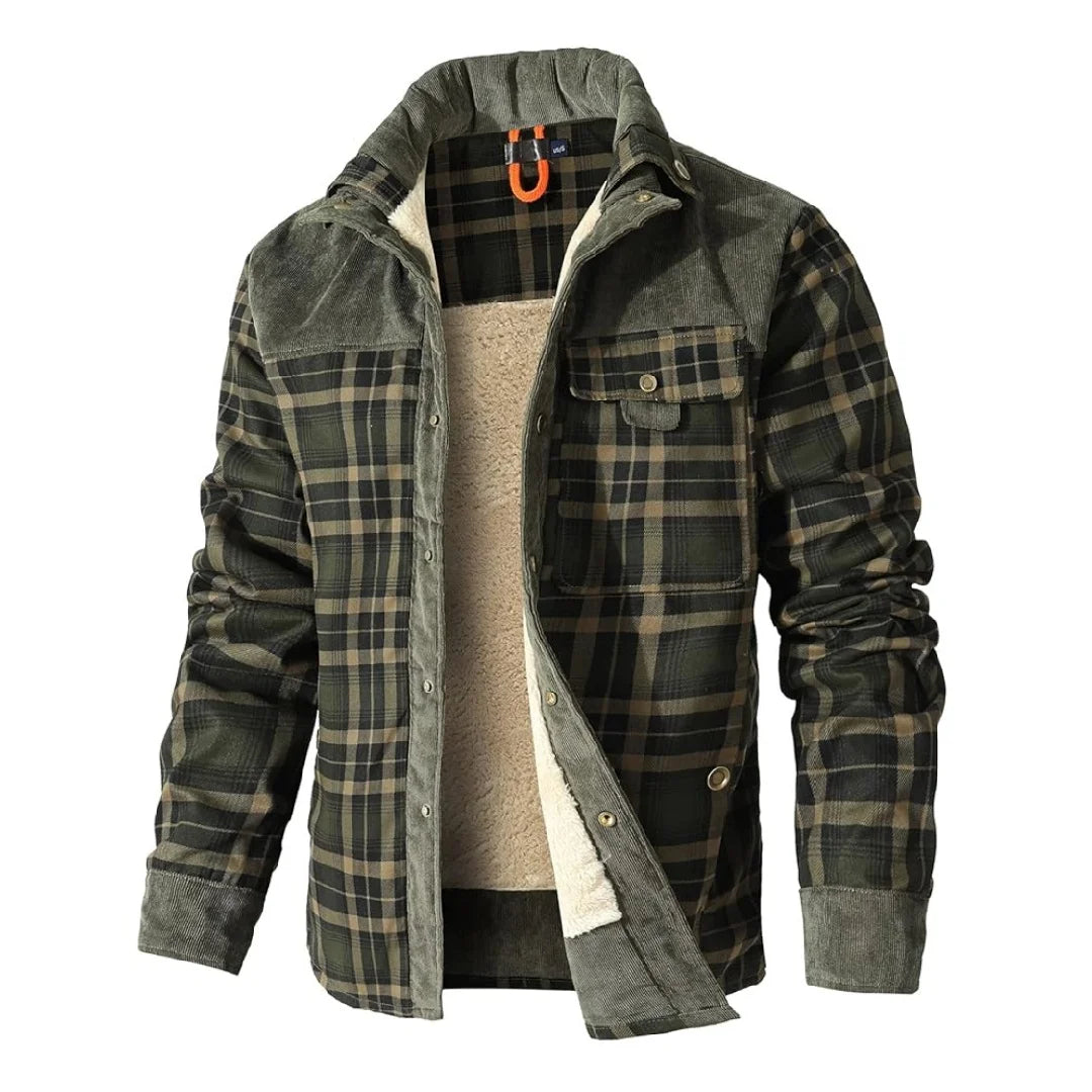 Men’s Plaid Sherpa-Lined Bomber Jacket
