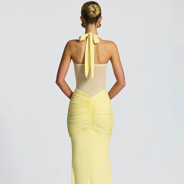 Women’s Backless Halter Maxi Dress