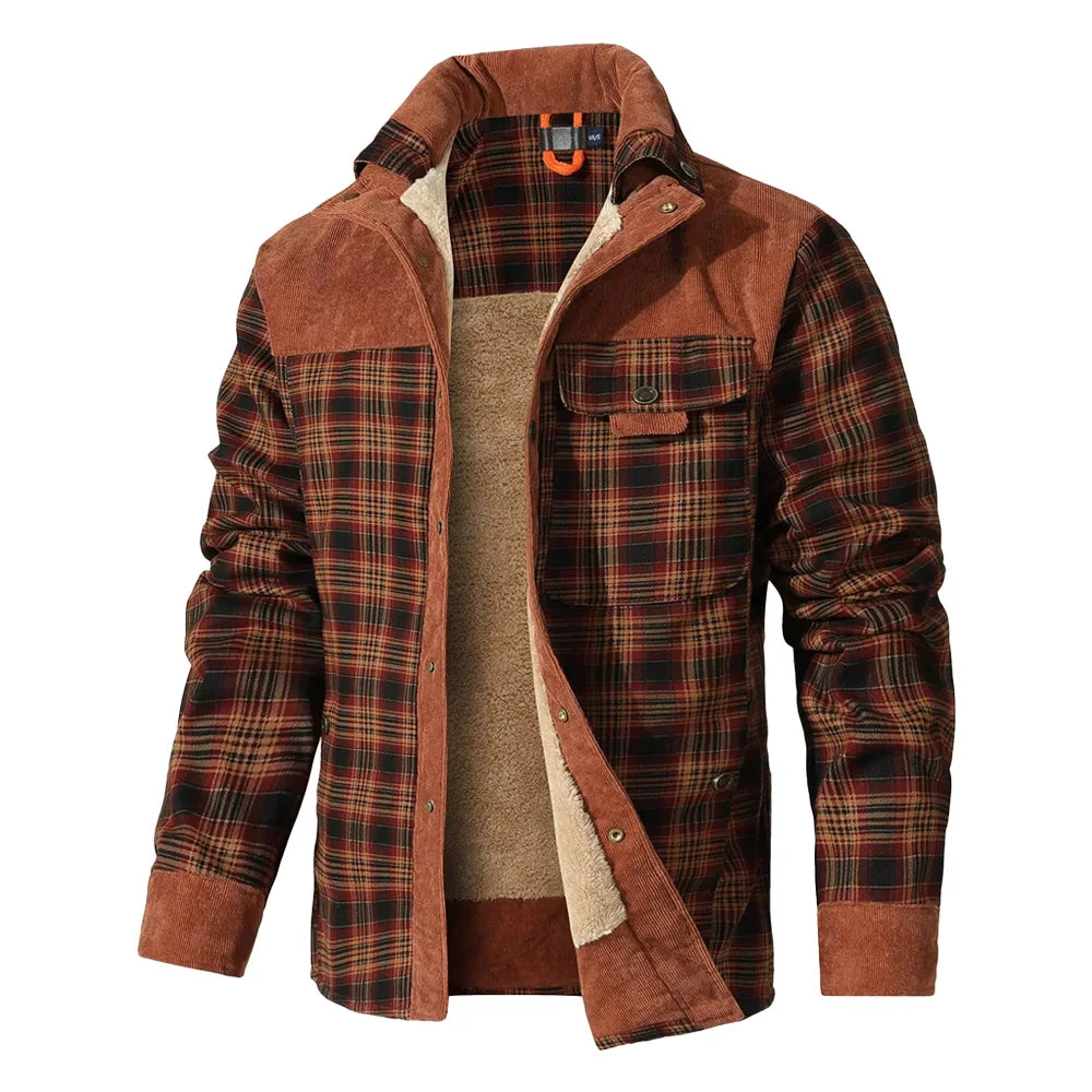Men’s Plaid Sherpa-Lined Bomber Jacket