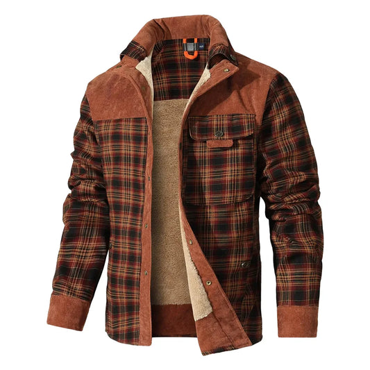 Men’s Plaid Sherpa-Lined Bomber Jacket