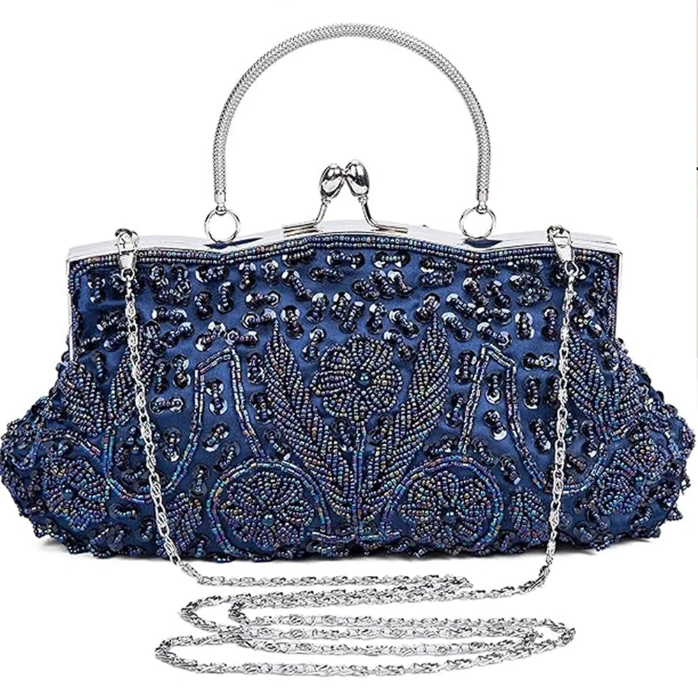 Women’s Floral Beaded Designer Handbag