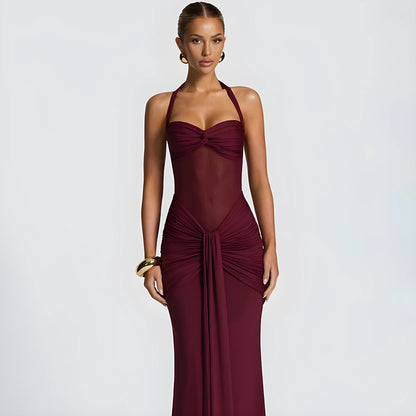Women’s Backless Halter Maxi Dress