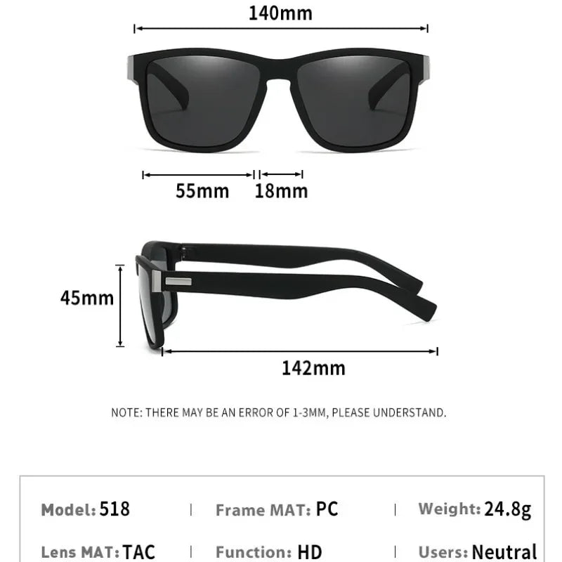 Black Polarized Square Sunglasses