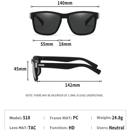 Black Polarized Square Sunglasses