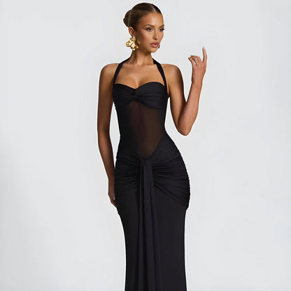 Women’s Backless Halter Maxi Dress