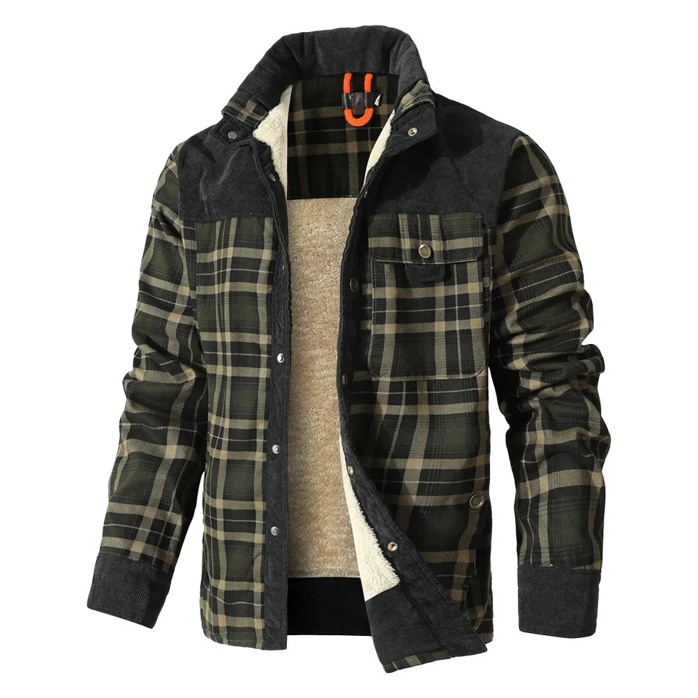 Men’s Plaid Sherpa-Lined Bomber Jacket